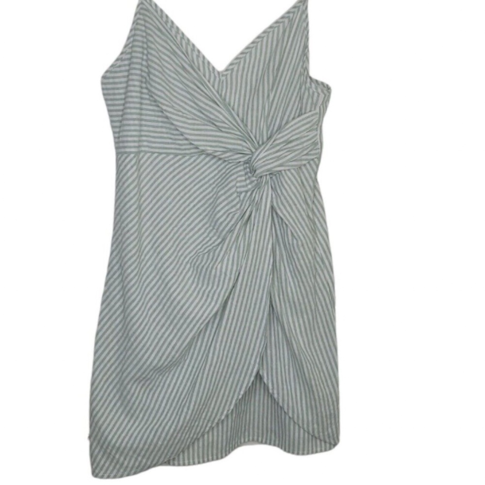 Altar'd State Mint & White Striped Knot Front Mini Sundress
